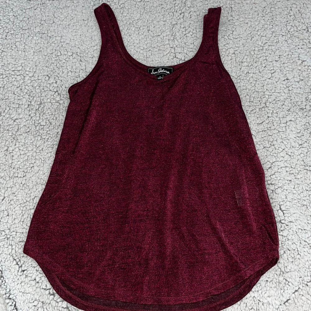 SAM EDELMAN sheer burgundy tank